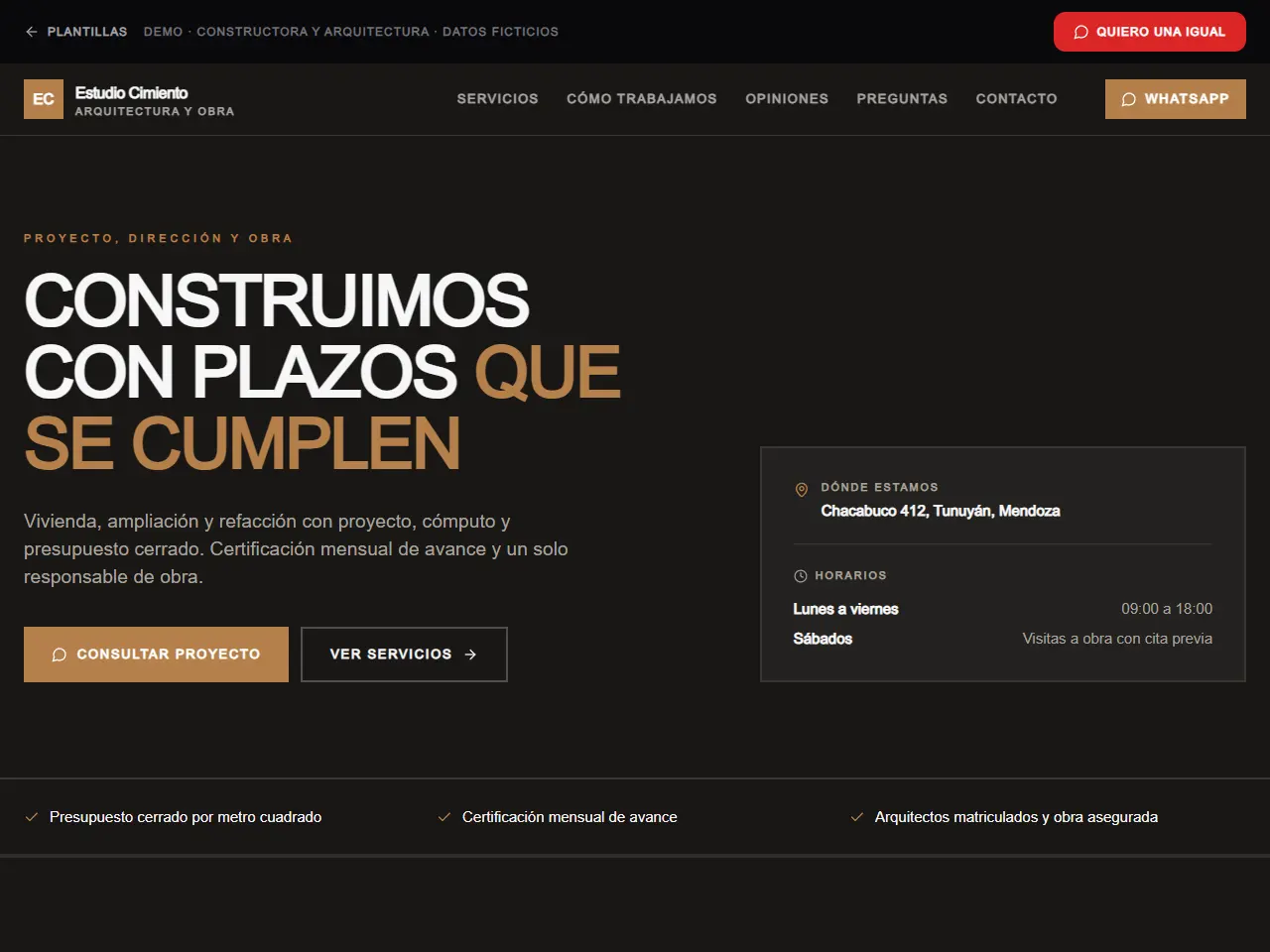 Demo de página web para constructora y arquitectura