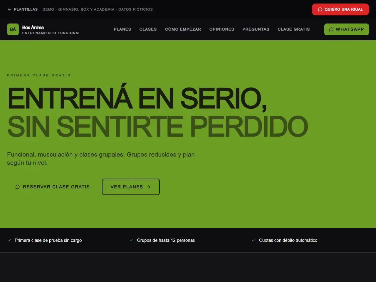 Demo de página web para gimnasio y box
