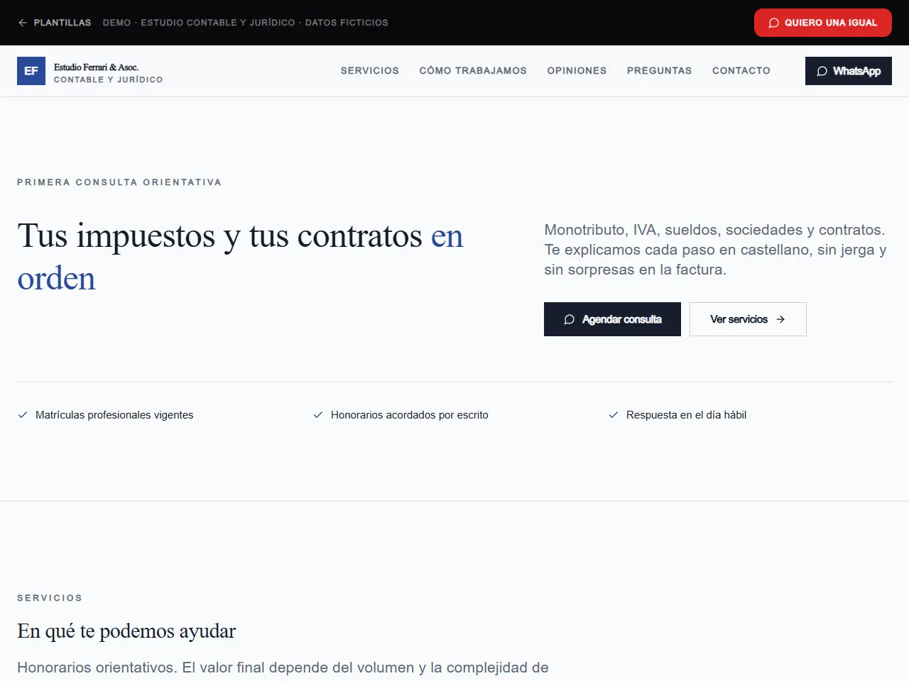 Demo de página web para estudio profesional